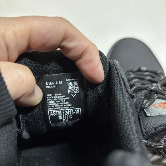 Merrell Fullbench Comp Toe J003325 Black Work Sneakers Shoes Men's 4 Women's 6 - Picture 9 of 10